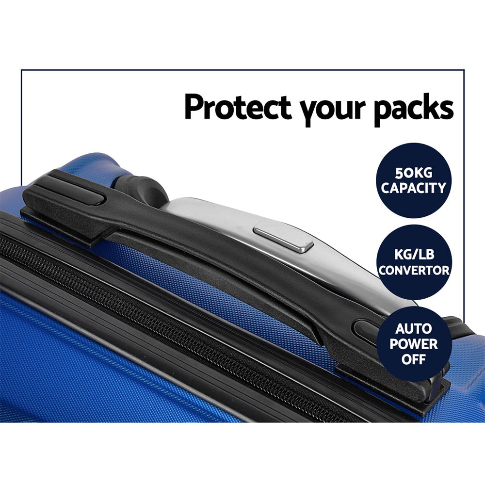 Wanderlite 3pc Luggage Set TSA Lock Spinner Hard Shell Blue
