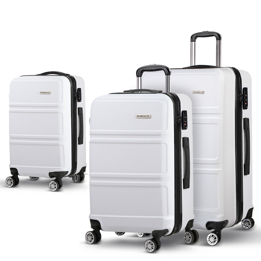 Wanderlite 3-Piece Luggage Set TSA Lock Spinner White