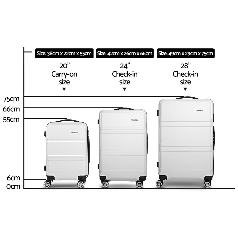 Wanderlite 3-Piece Luggage Set TSA Lock Spinner White