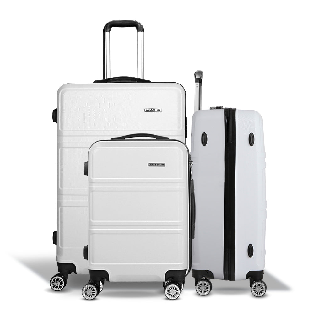 Wanderlite 3-Piece Luggage Set TSA Lock Spinner White