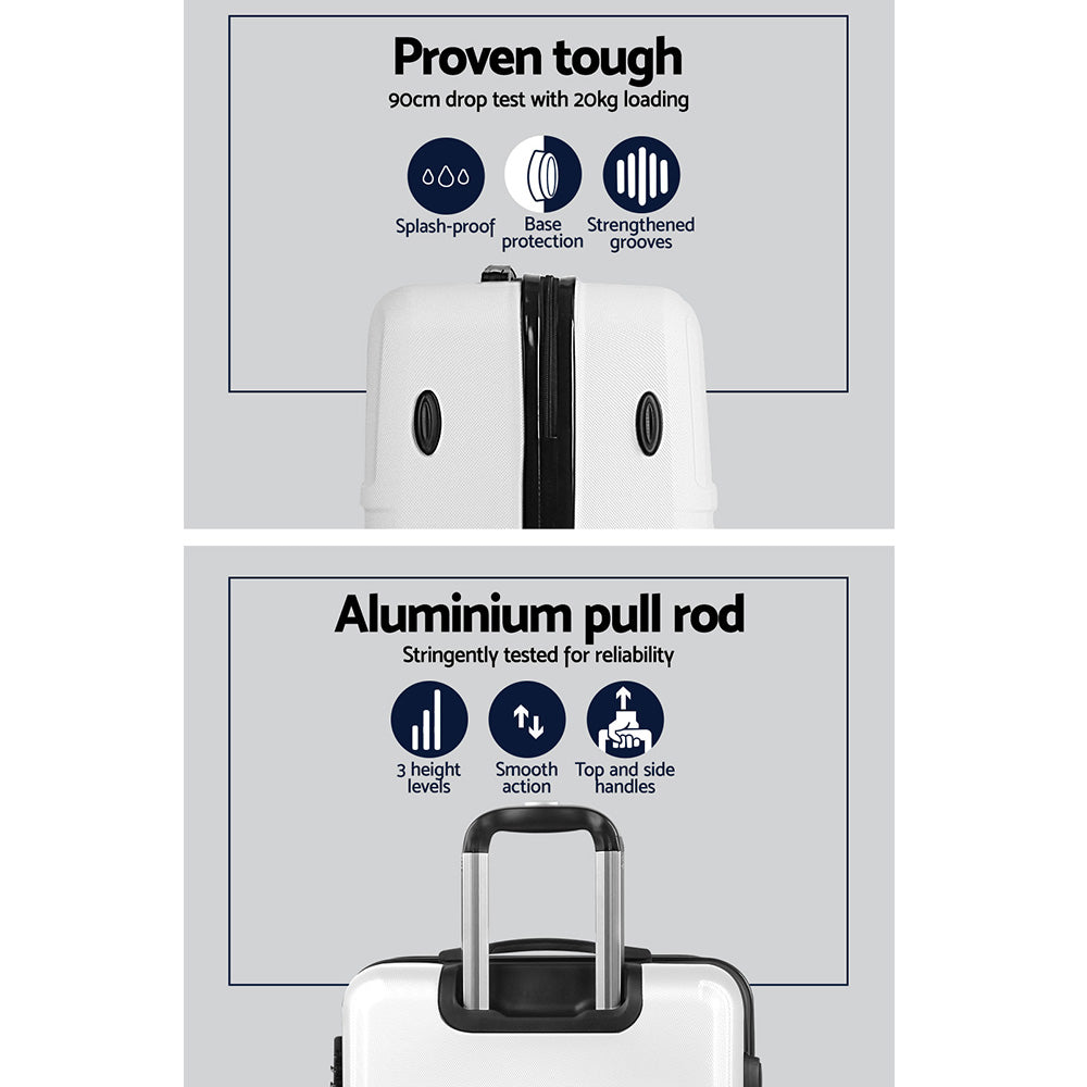 Wanderlite 3-Piece Luggage Set TSA Lock Spinner White