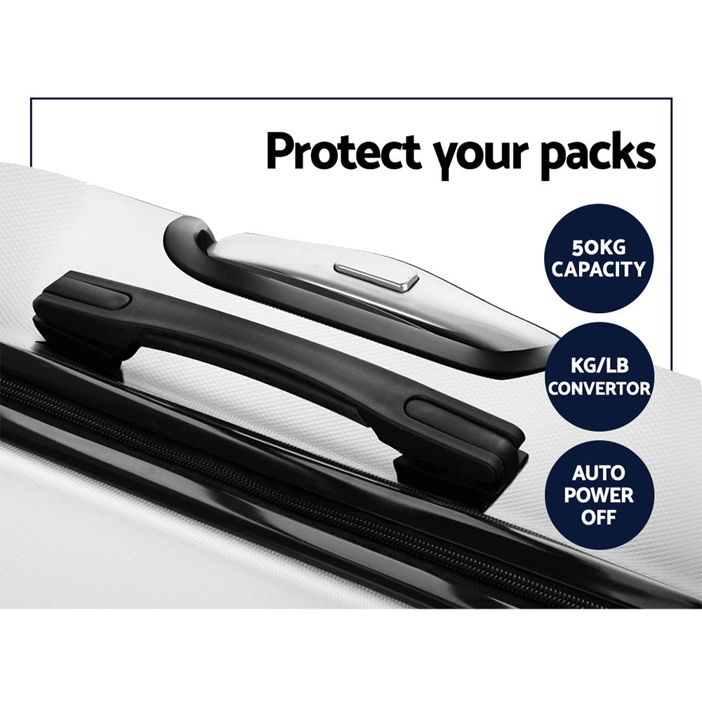 Wanderlite 3-Piece Luggage Set TSA Lock Spinner White