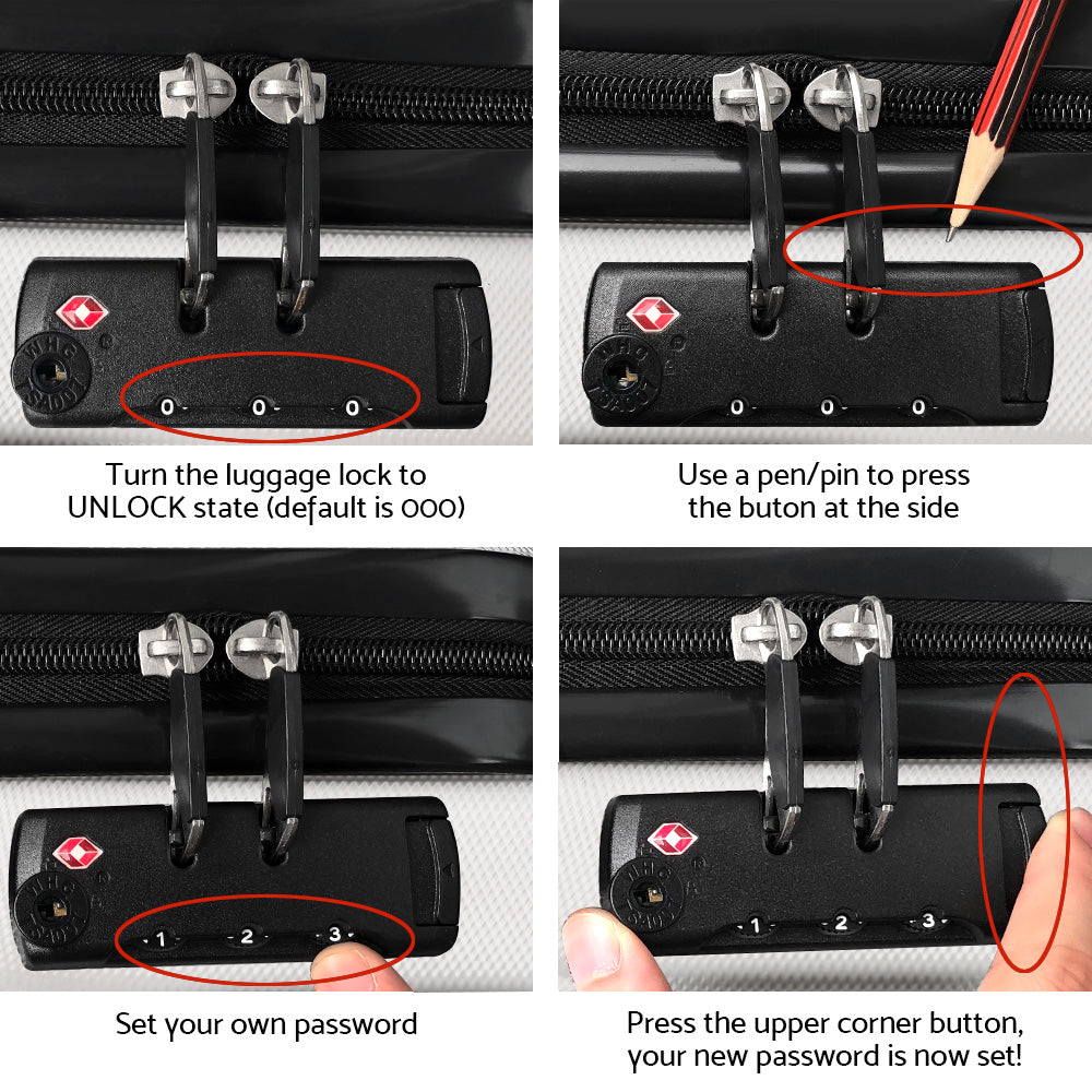 Wanderlite 3-Piece Luggage Set TSA Lock Spinner White