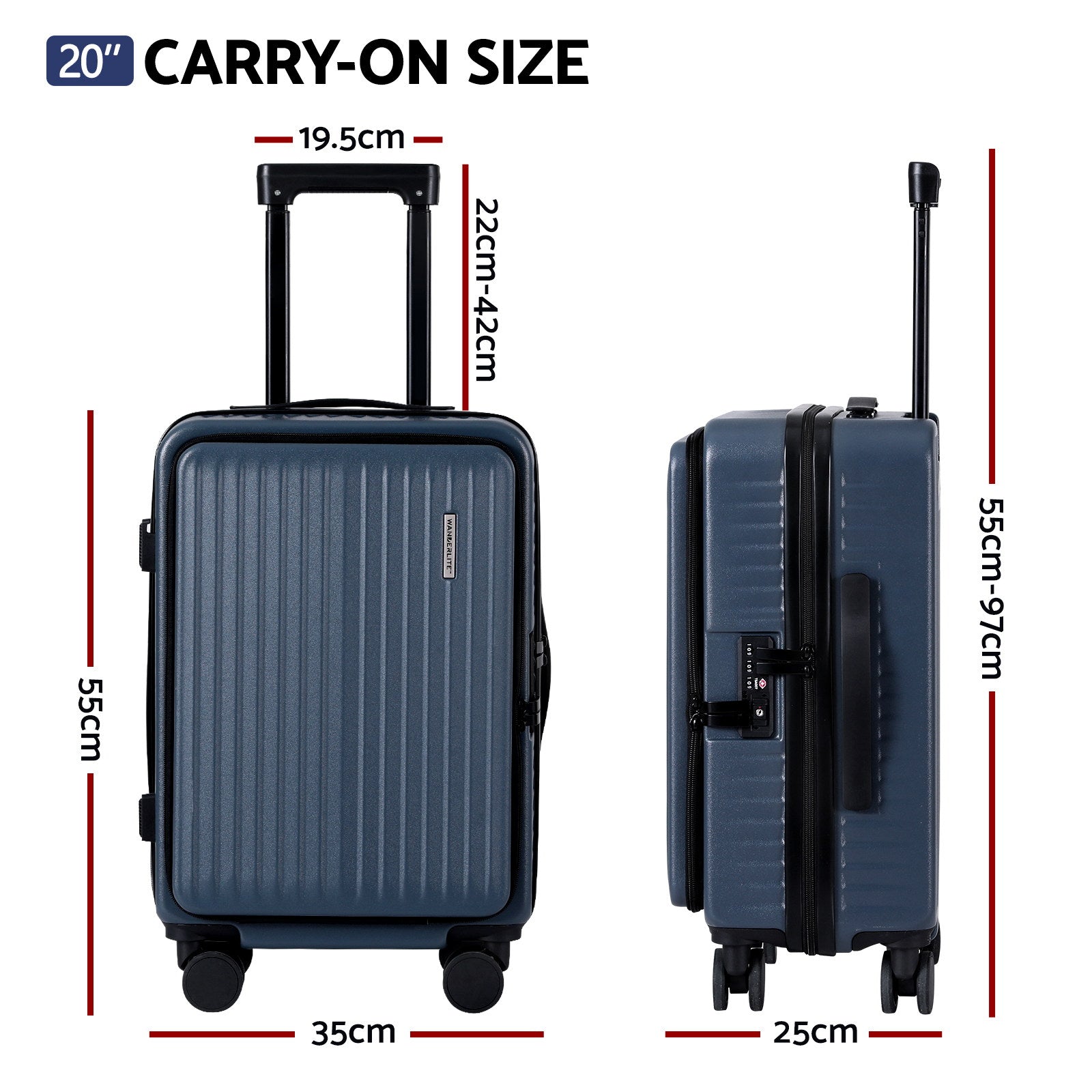 Wanderlite 20" Carry-On Luggage Dual TSA Navy