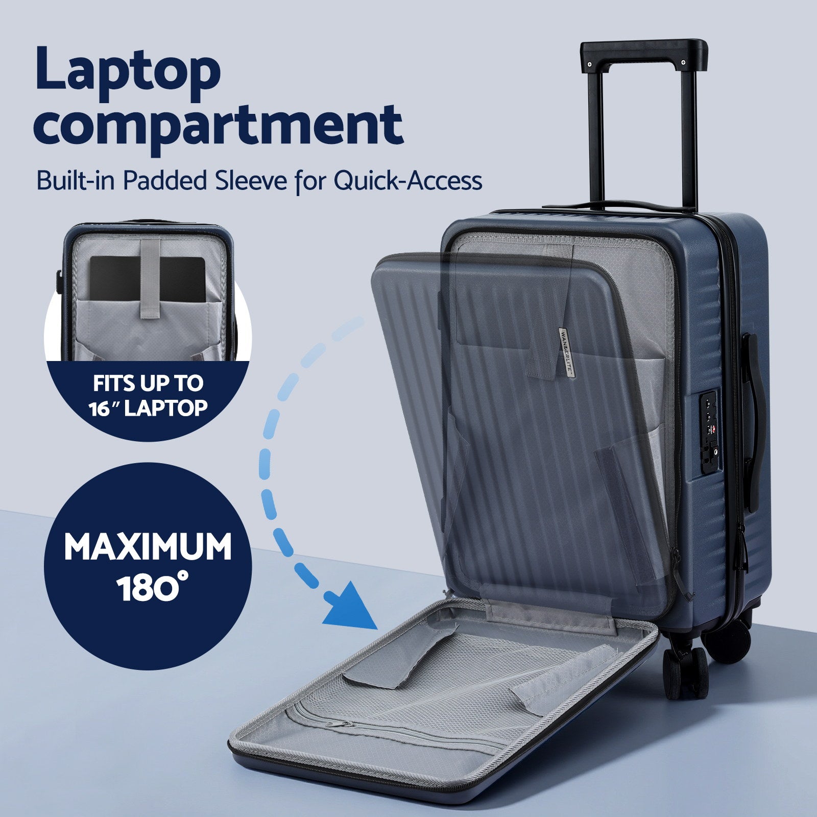 Wanderlite 20" Carry-On Luggage Dual TSA Navy