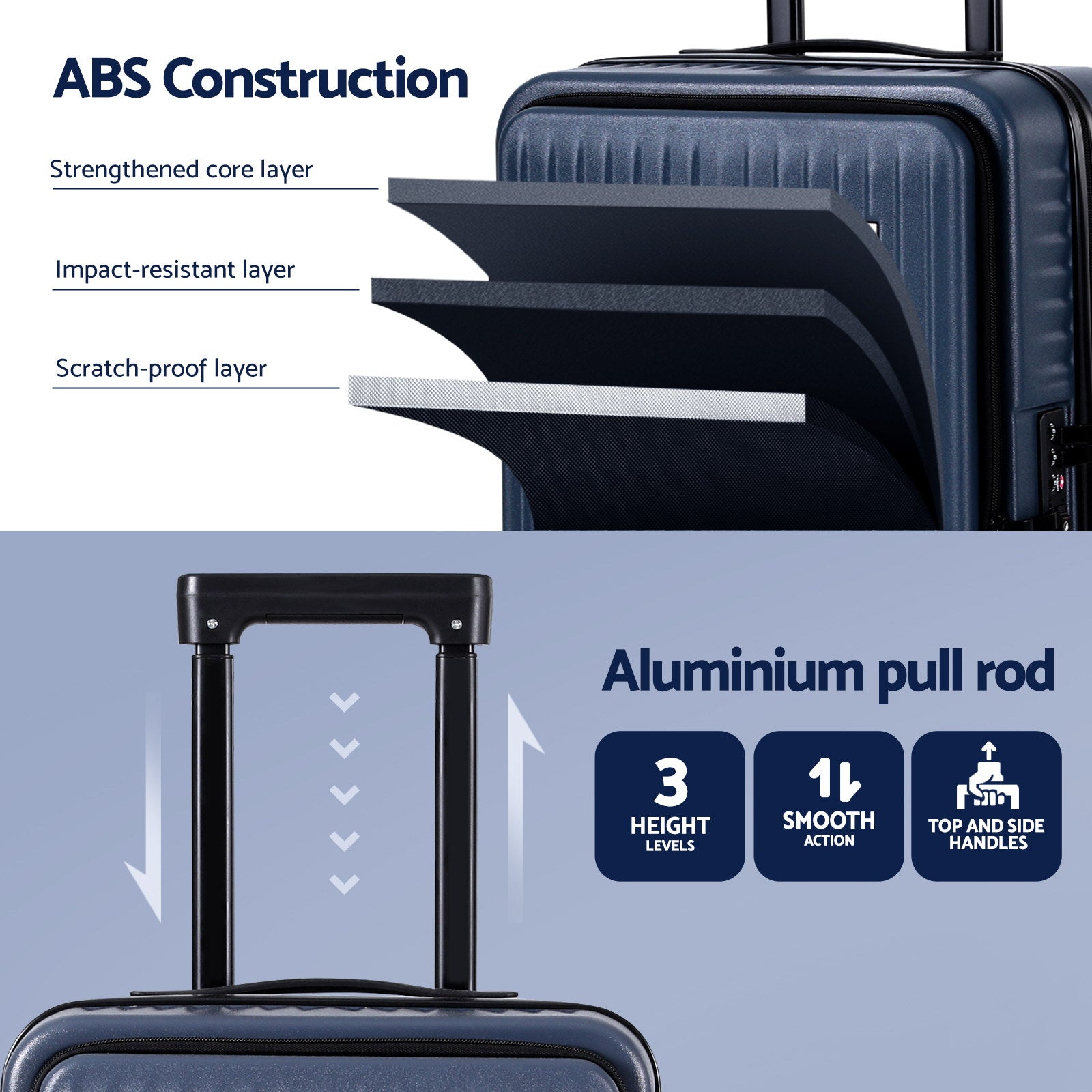 Wanderlite 20" Carry-On Luggage Dual TSA Navy