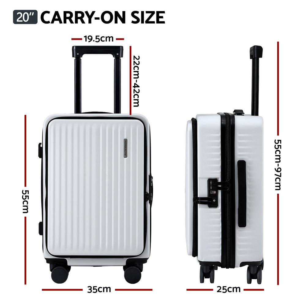 Wanderlite 20" Carry-On Luggage Dual TSA Locks White