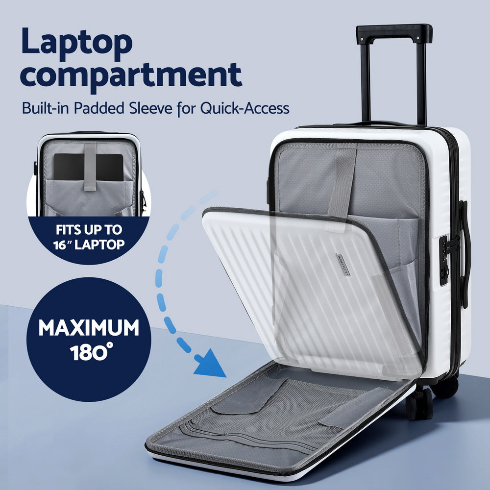 Wanderlite 20" Carry-On Luggage Dual TSA Locks White