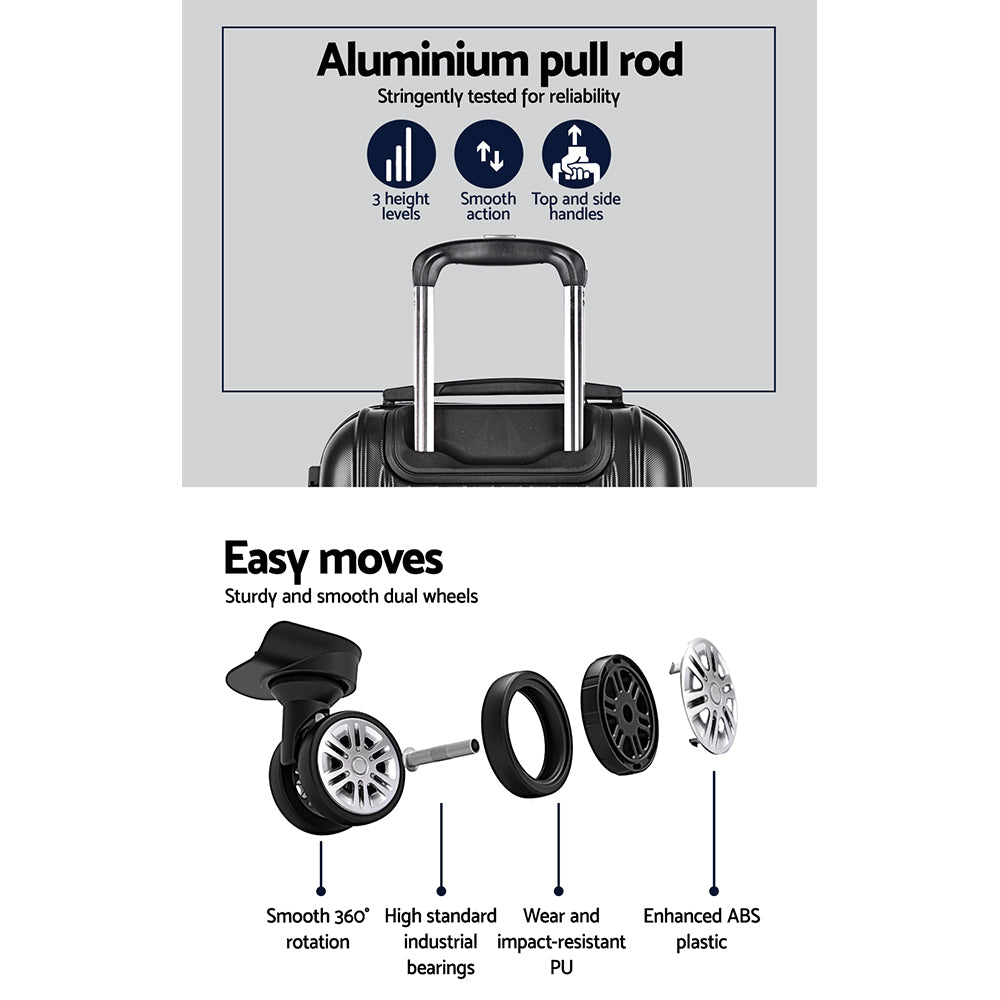 Wanderlite 3-Piece Luggage Set 20-24-28 Inch TSA Lock Spinner Hard Shell Black