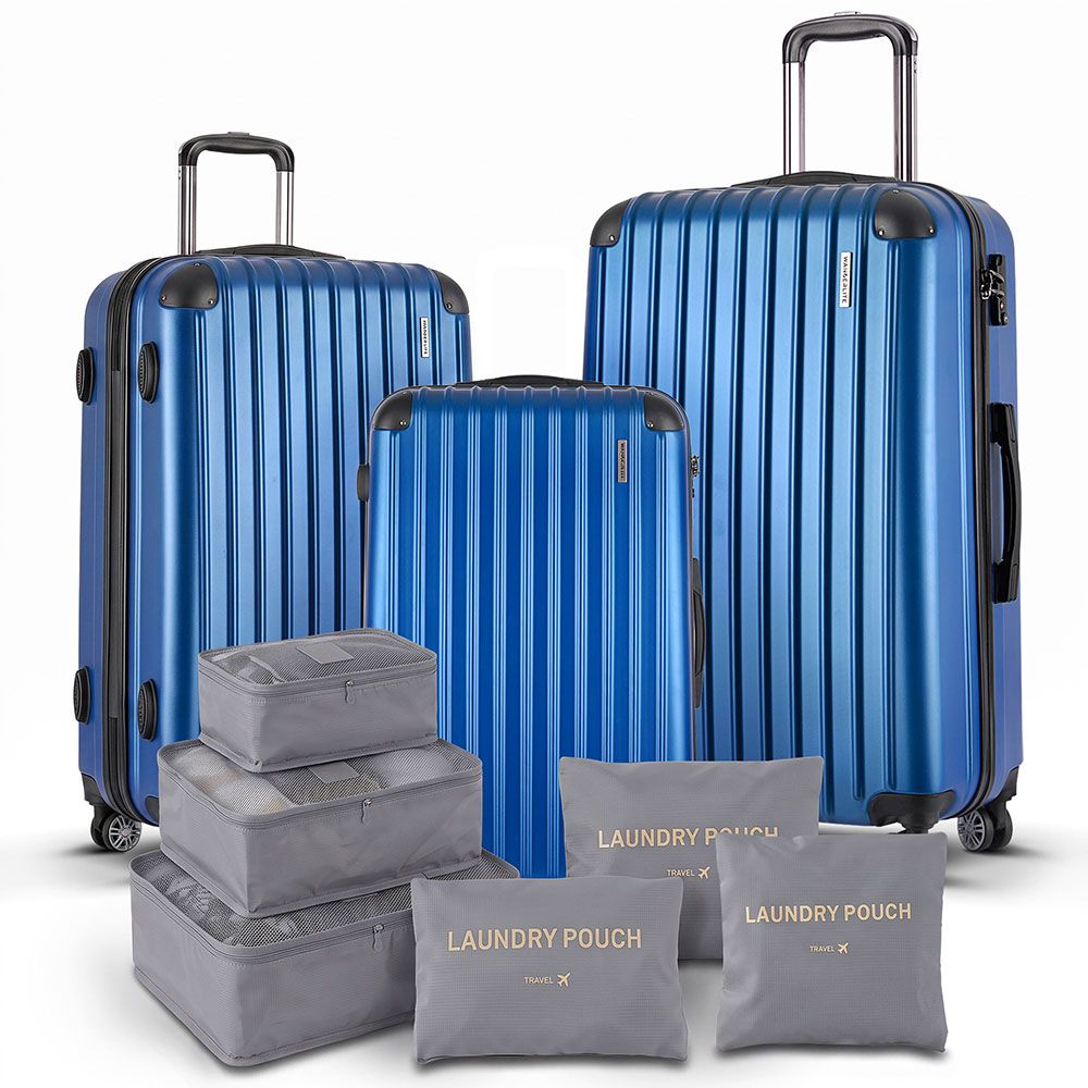 Wanderlite 3-Piece Luggage Trolley Set Hard Case Blue