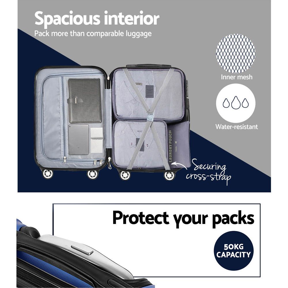 Wanderlite 3-Piece Luggage Trolley Set Hard Case Blue