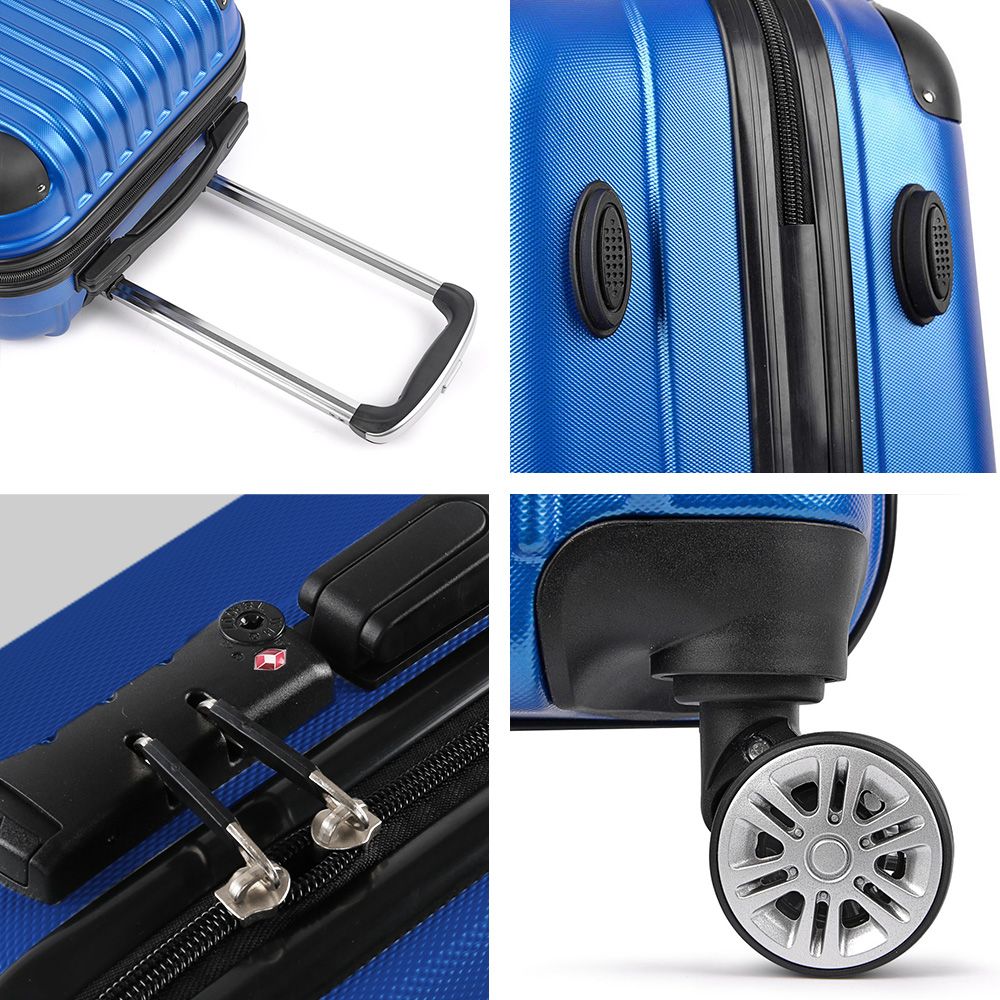 Wanderlite 3-Piece Luggage Trolley Set Hard Case Blue