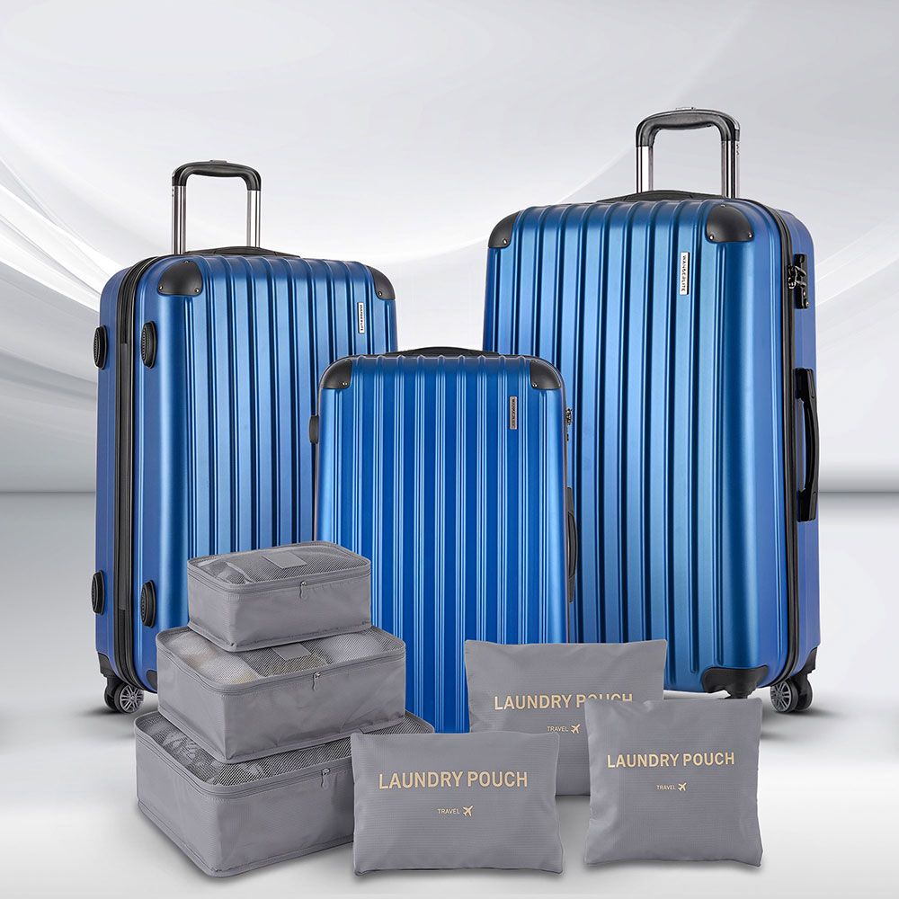 Wanderlite 3-Piece Luggage Trolley Set Hard Case Blue