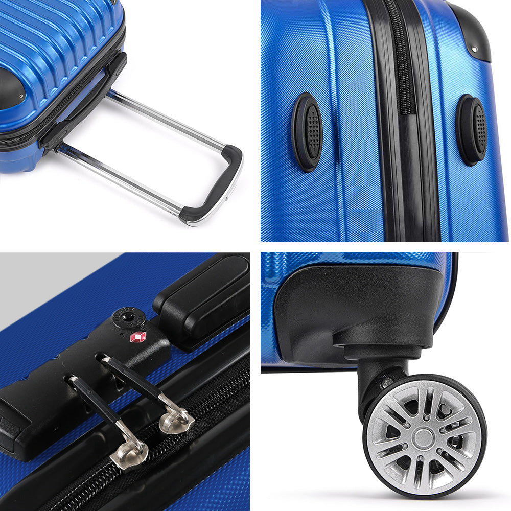 Wanderlite 3-Piece Luggage Set 20-24-28 Inch TSA Lock Spinner Hard Shell Blue