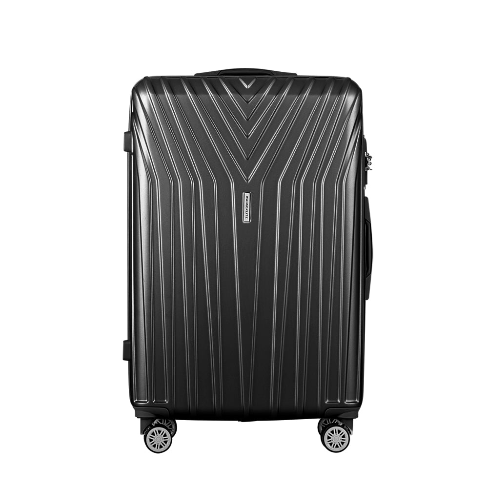 Wanderlite 3-Piece Luggage Set 20-24-28 Inch Suitcase TSA Lock Hard Shell Black