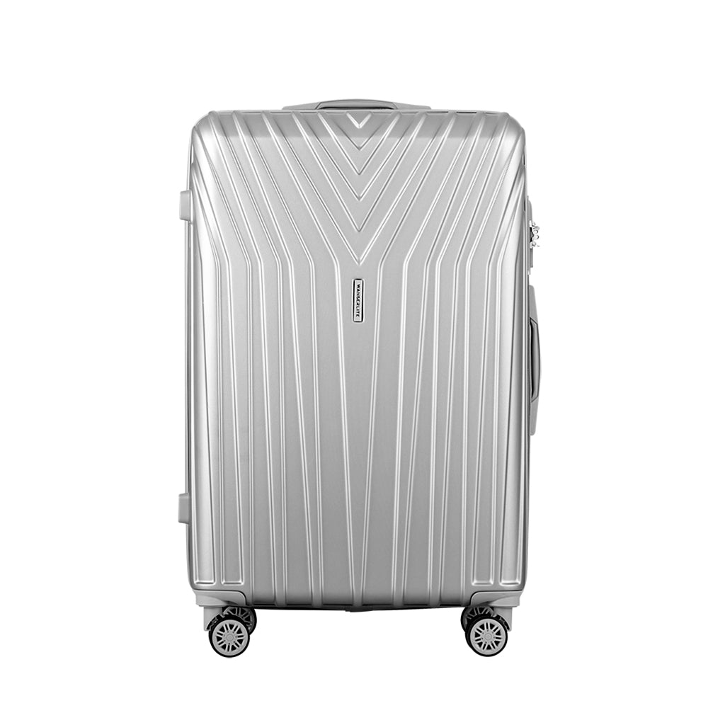 Wanderlite Silver 3-Piece Luggage Set 20-24-28 Inch Hard Shell Suitcases TSA Lock