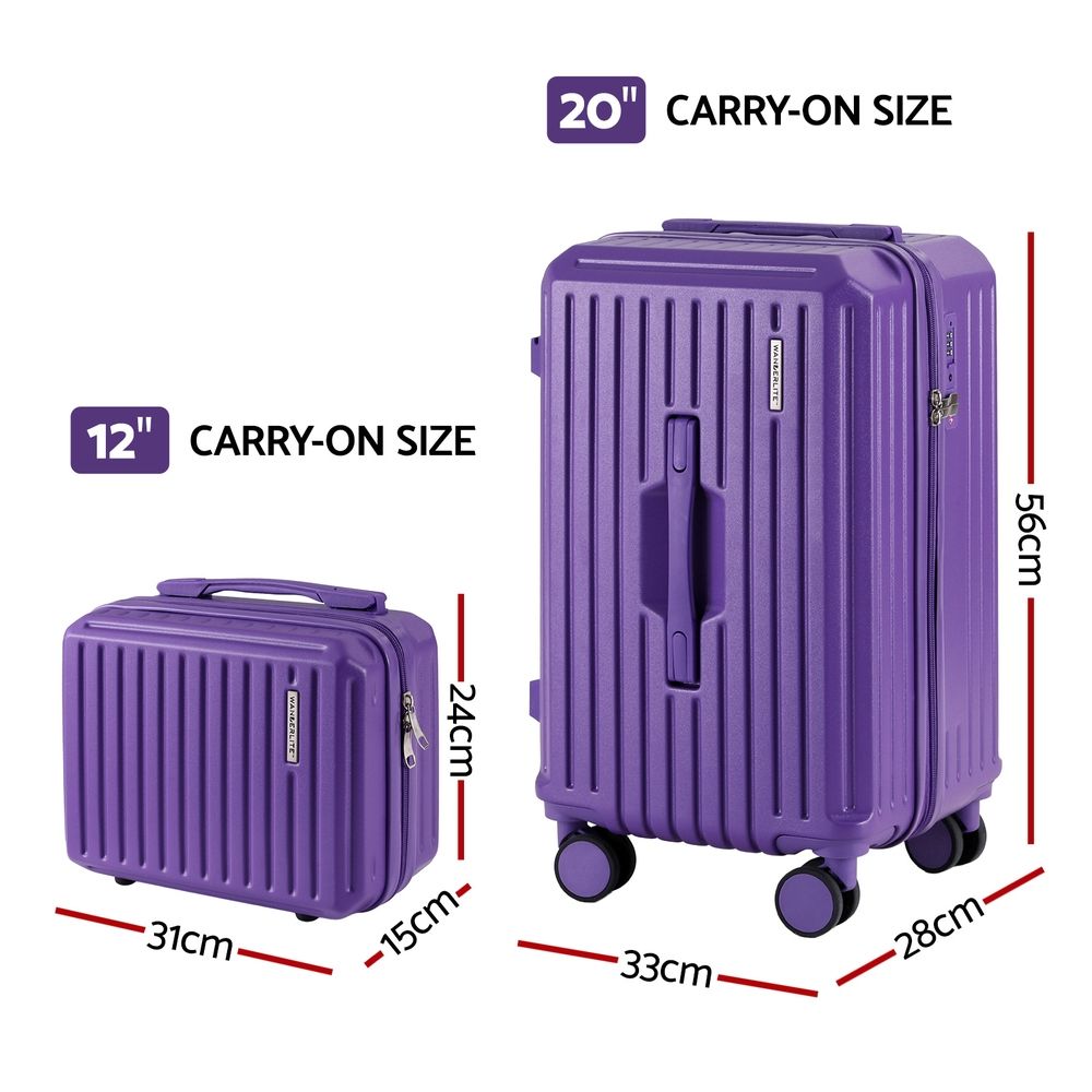 Wanderlite 2 Piece Hard Shell Luggage Set 12" 20" Purple
