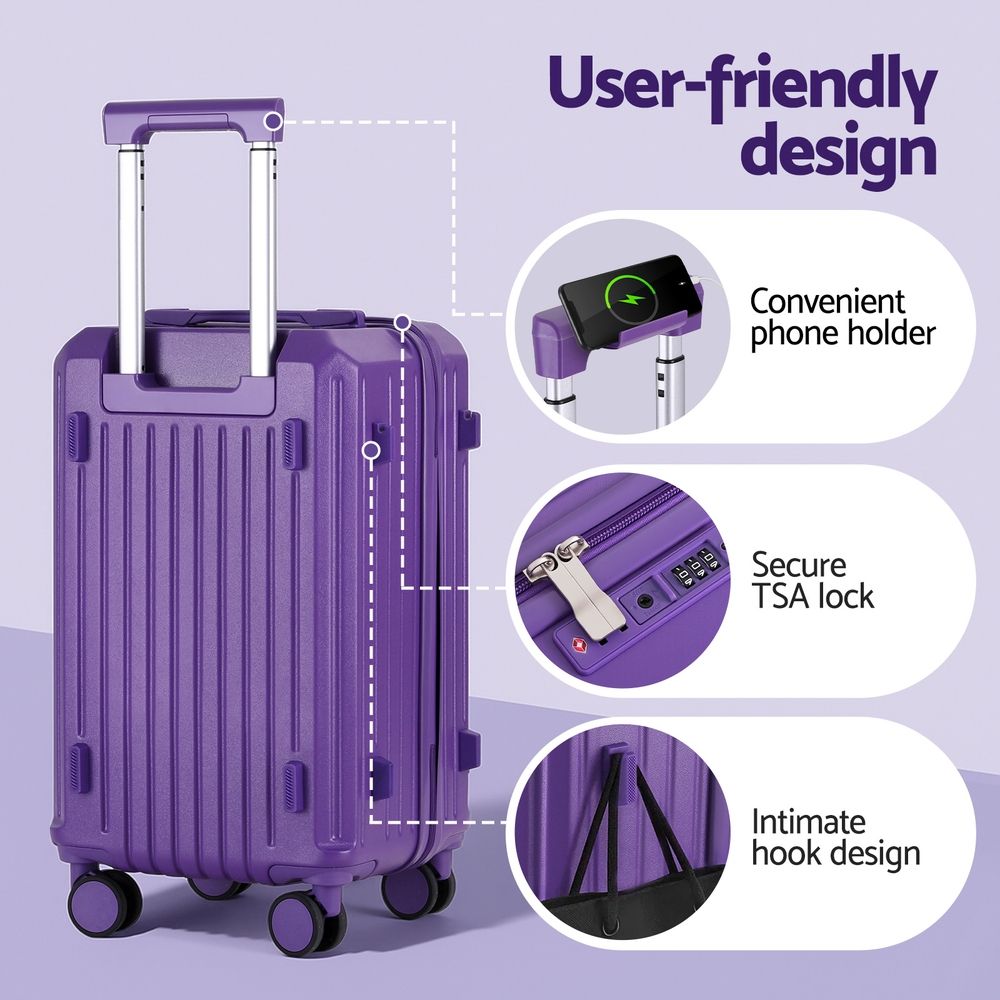 Wanderlite 2 Piece Hard Shell Luggage Set 12" 20" Purple