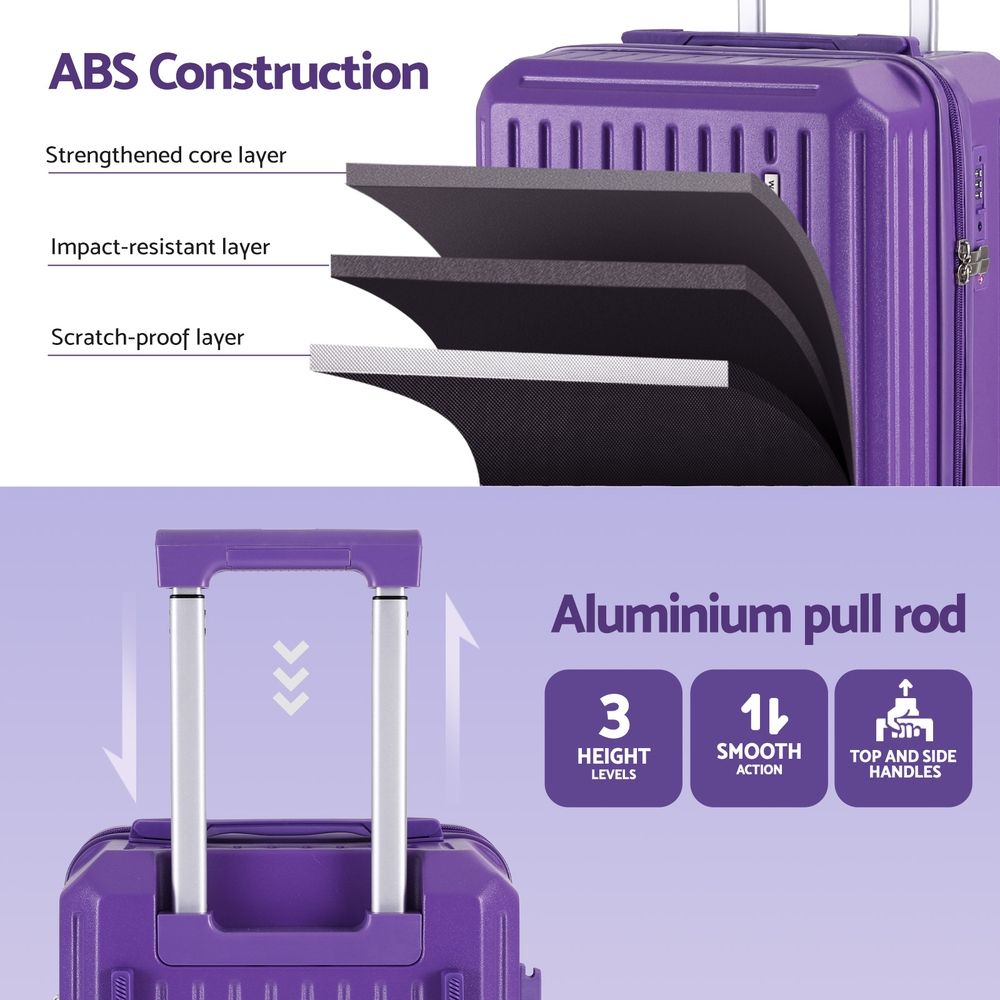 Wanderlite 2 Piece Hard Shell Luggage Set 12" 20" Purple