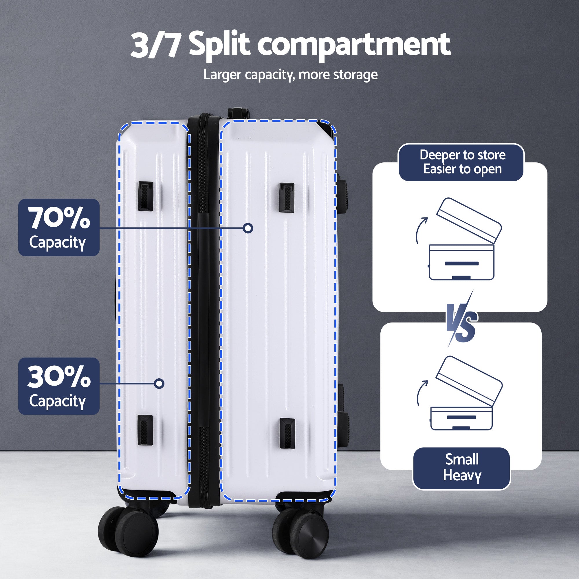 Wanderlite 2pcs Trunk Luggage Suitcase Travel Carry On TSA Lock 12" 20" White