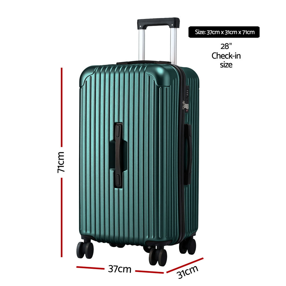 Wanderlite 28" Trunk Luggage 5-Wheel Type-C Port TSA Green
