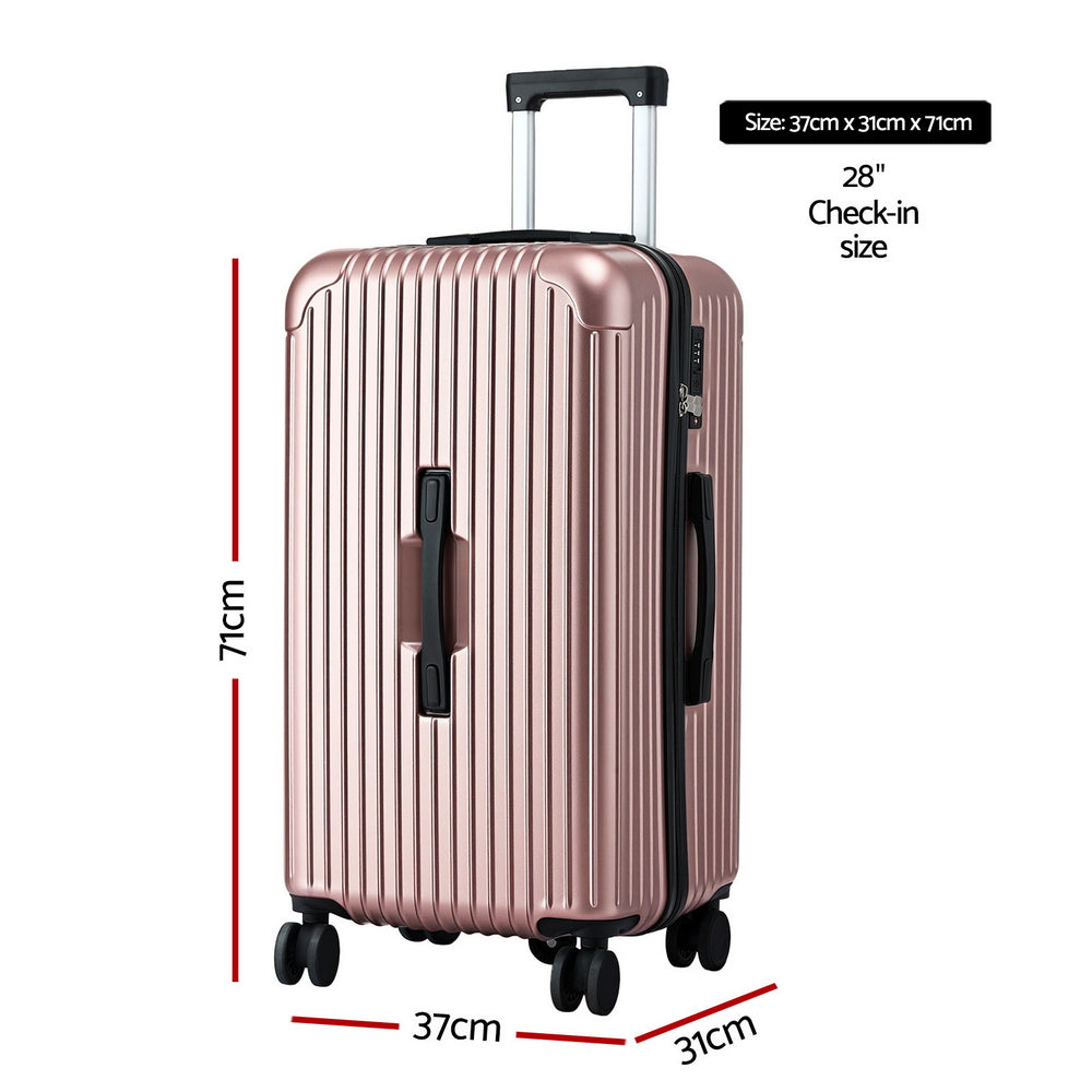 Wanderlite 28" Trunk Luggage 5 Wheels USB Type-C TSA Rose Gold