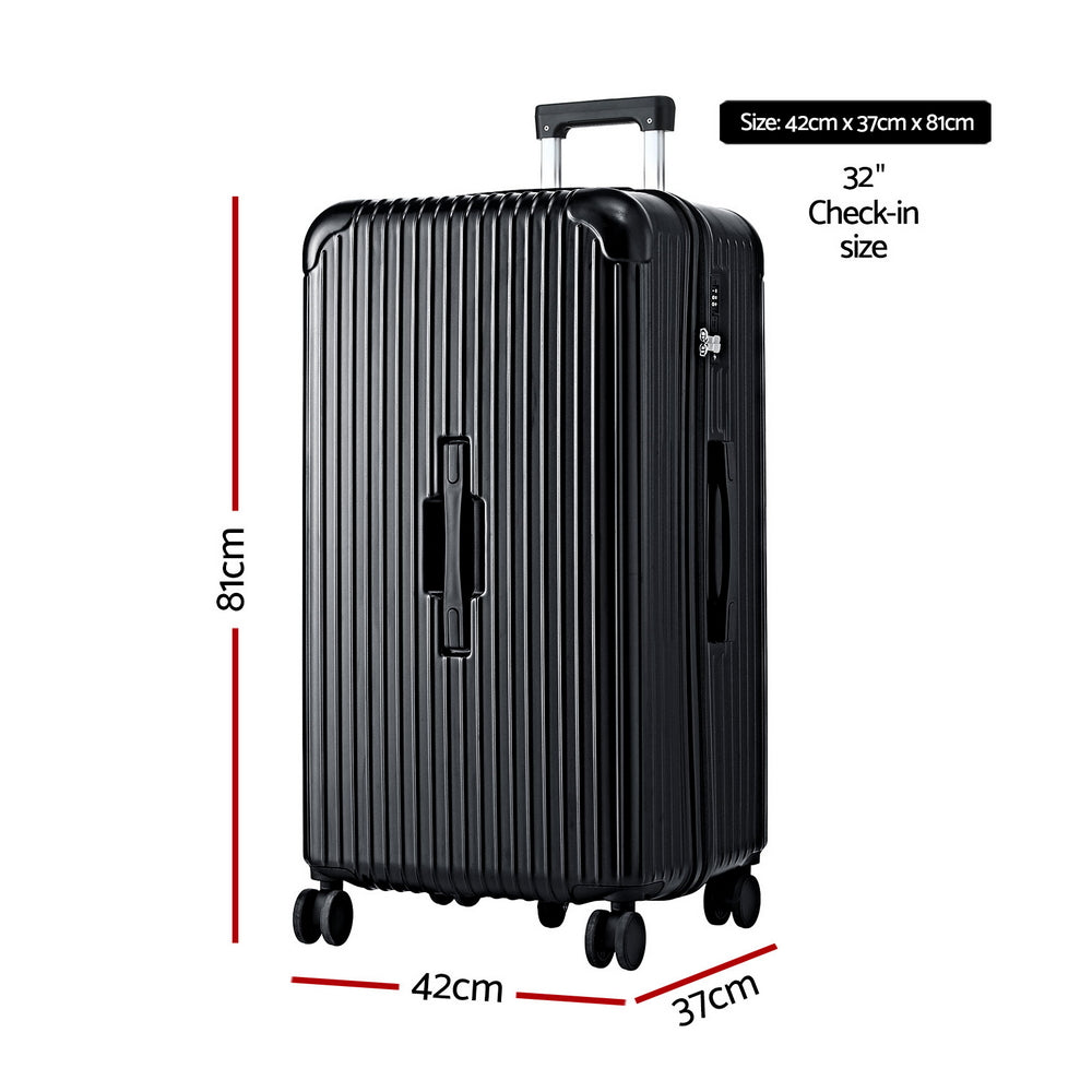 Wanderlite 32" Trunk Luggage 5-Wheel Type-C Port TSA Black