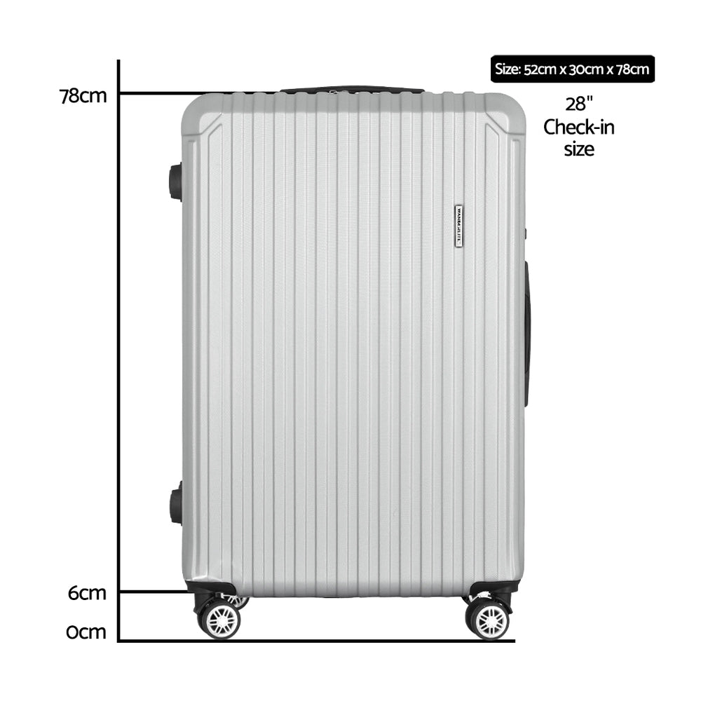 Wanderlite 28" Luggage Set TSA Lock ABS Hard Shell Light Grey