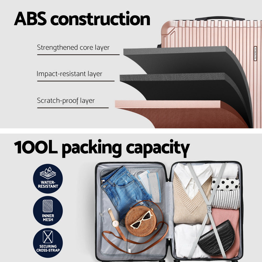 Wanderlite 28-Inch Luggage TSA Lock Hard Shell Rose Gold