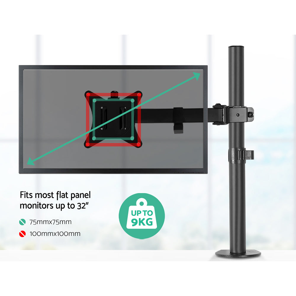 Artiss Adjustable Single Monitor Arm Desk Mount Black