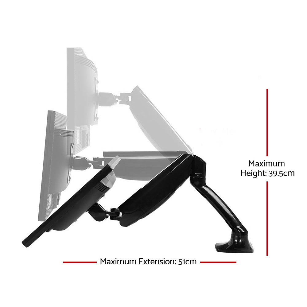 Artiss Dual Monitor Arm Gas Spring Desk Mount Black