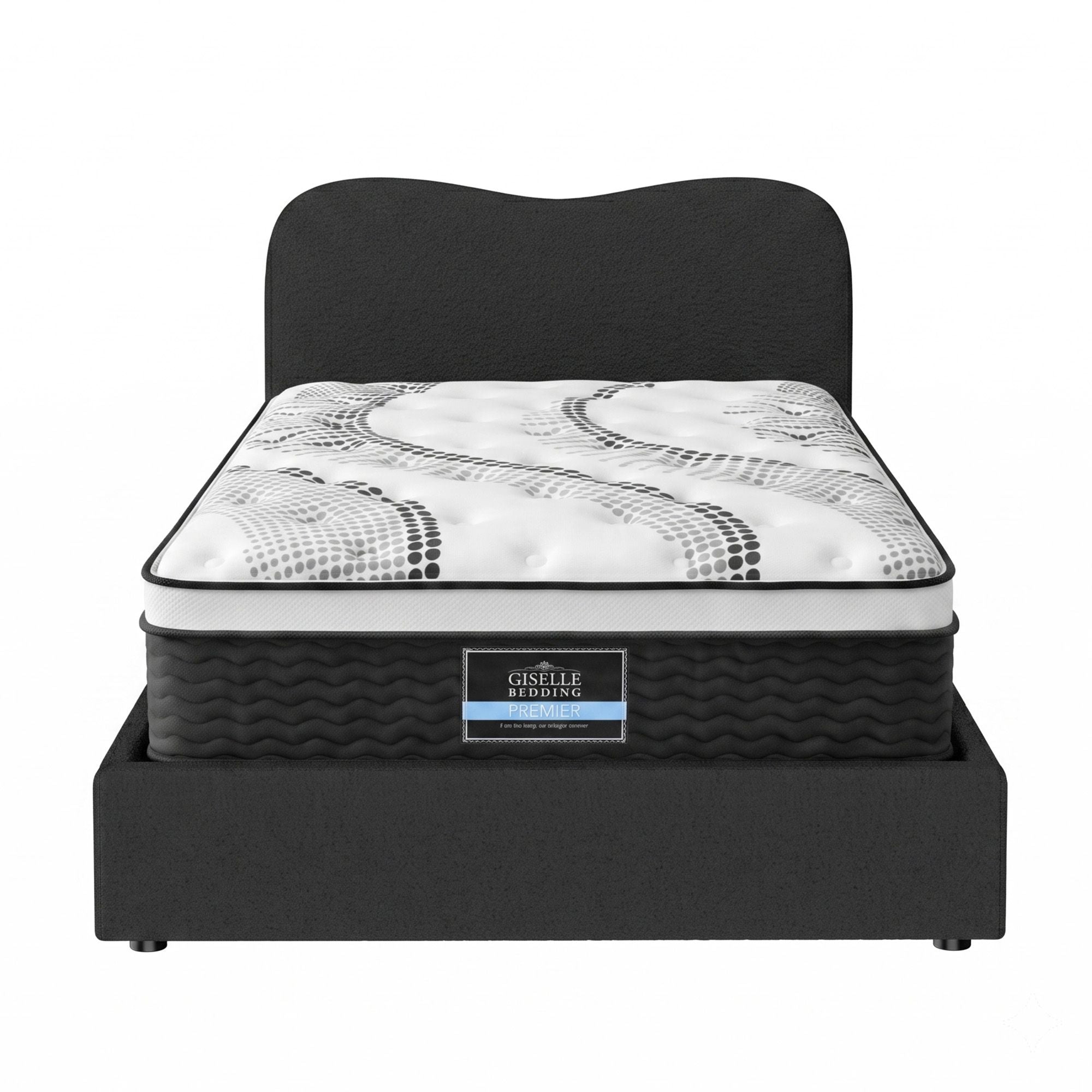 Giselle 32cm Euro Top King Single Mattress 5-Zone and Artiss Boucle Bed Frame Set