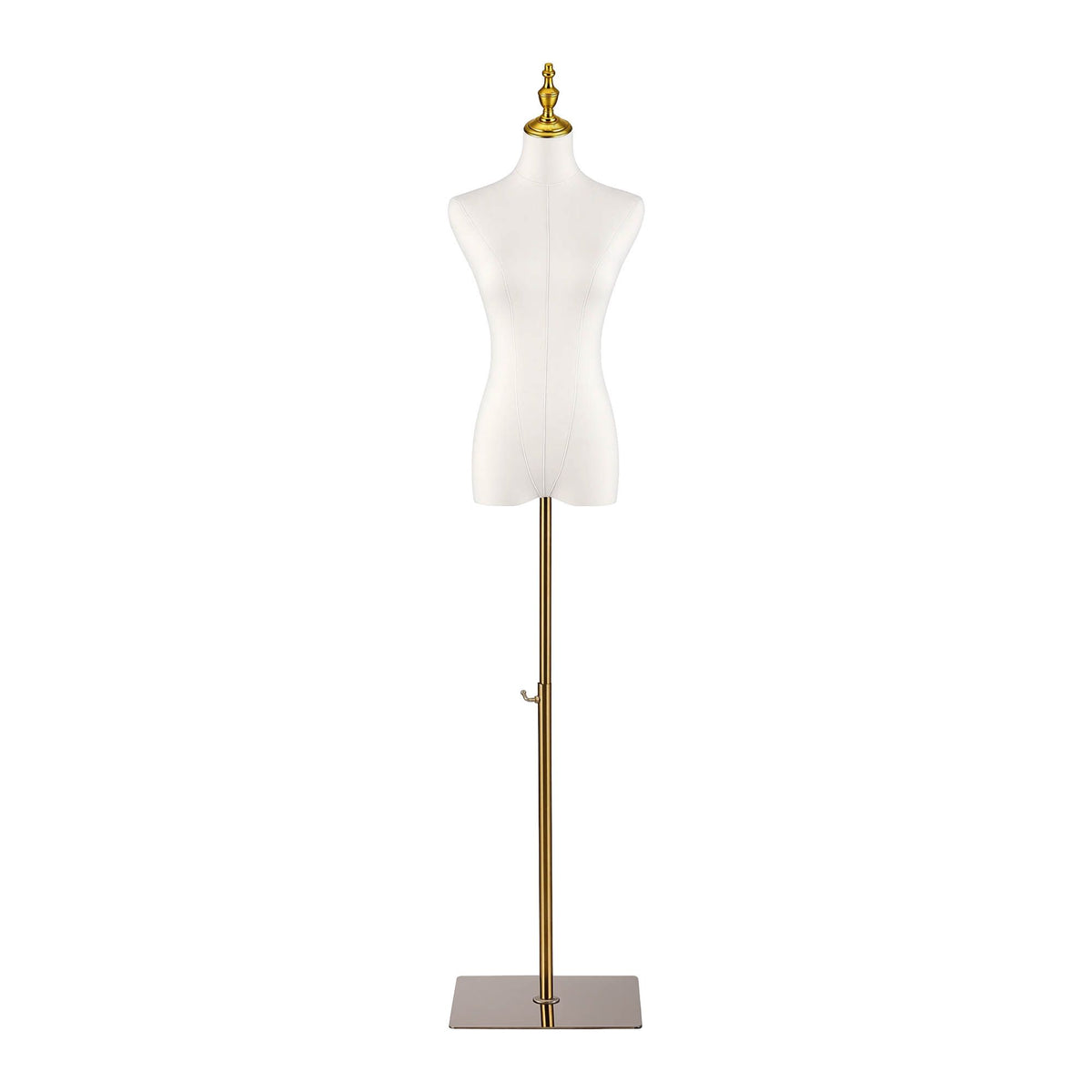 Embellir Dress Form Mannequin, Adjustable Female Torso, White Canvas Fabric, Display Stand with Detachable Gold Metal Bracket & Base