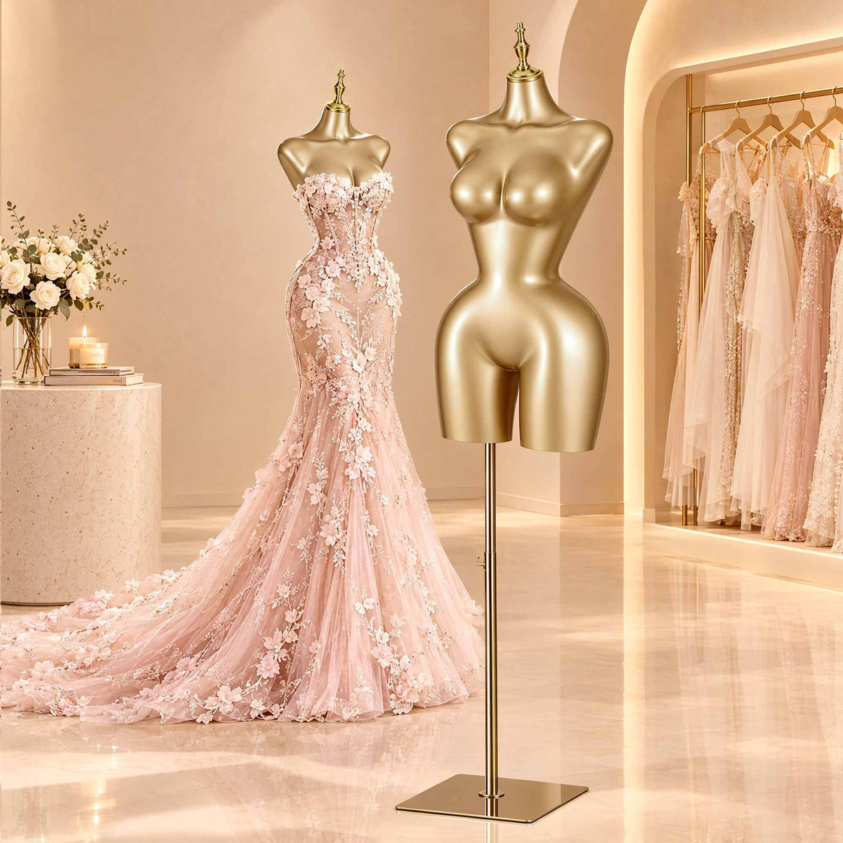 Embellir Female BBL Dress Form Mannequin 160-206 cm Adjustable Gold