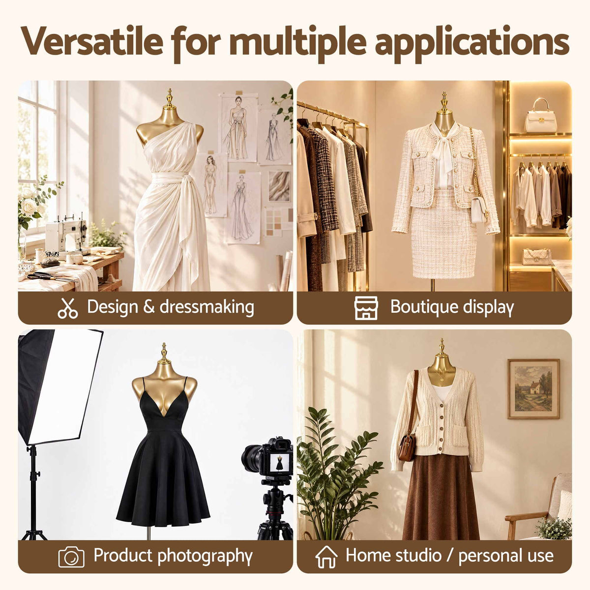 Embellir Female BBL Dress Form Mannequin 160-206 cm Adjustable Gold