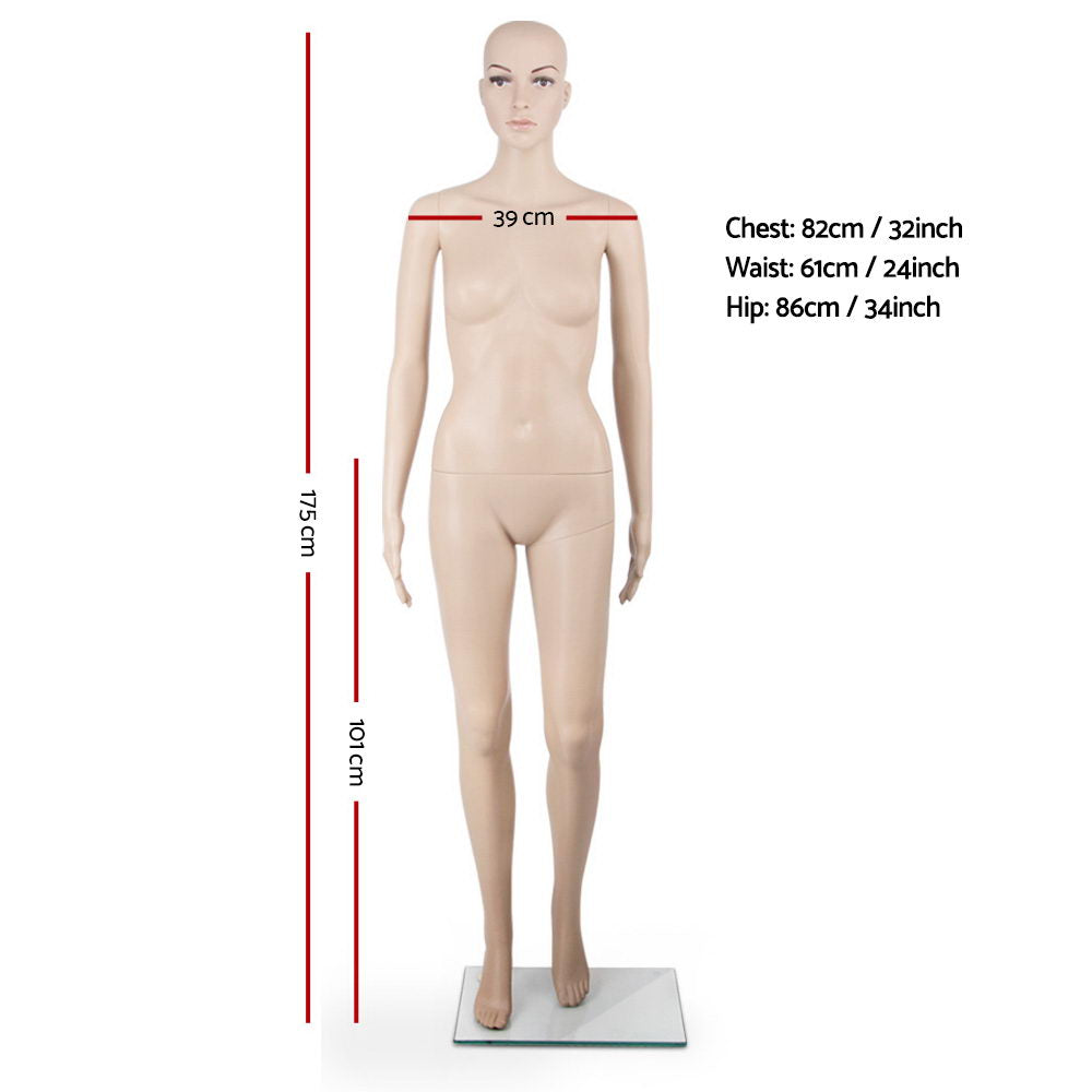 Full Body Female Mannequin 175cm Skin Tone Adjustable