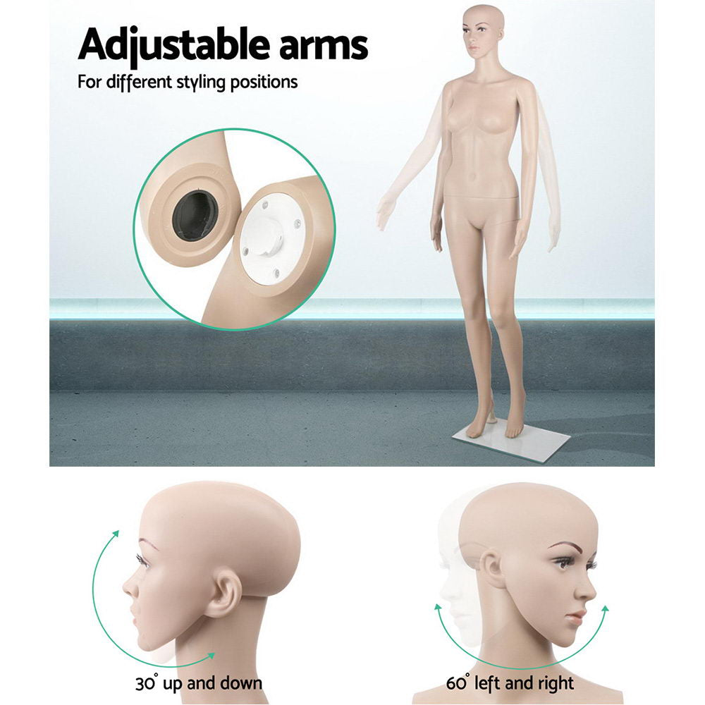 Full Body Female Mannequin 175cm Skin Tone Adjustable