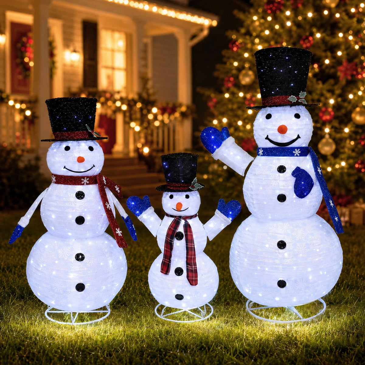 Jingle Jollys Snowman Christmas Decoration Set 3 Piece 330 LED