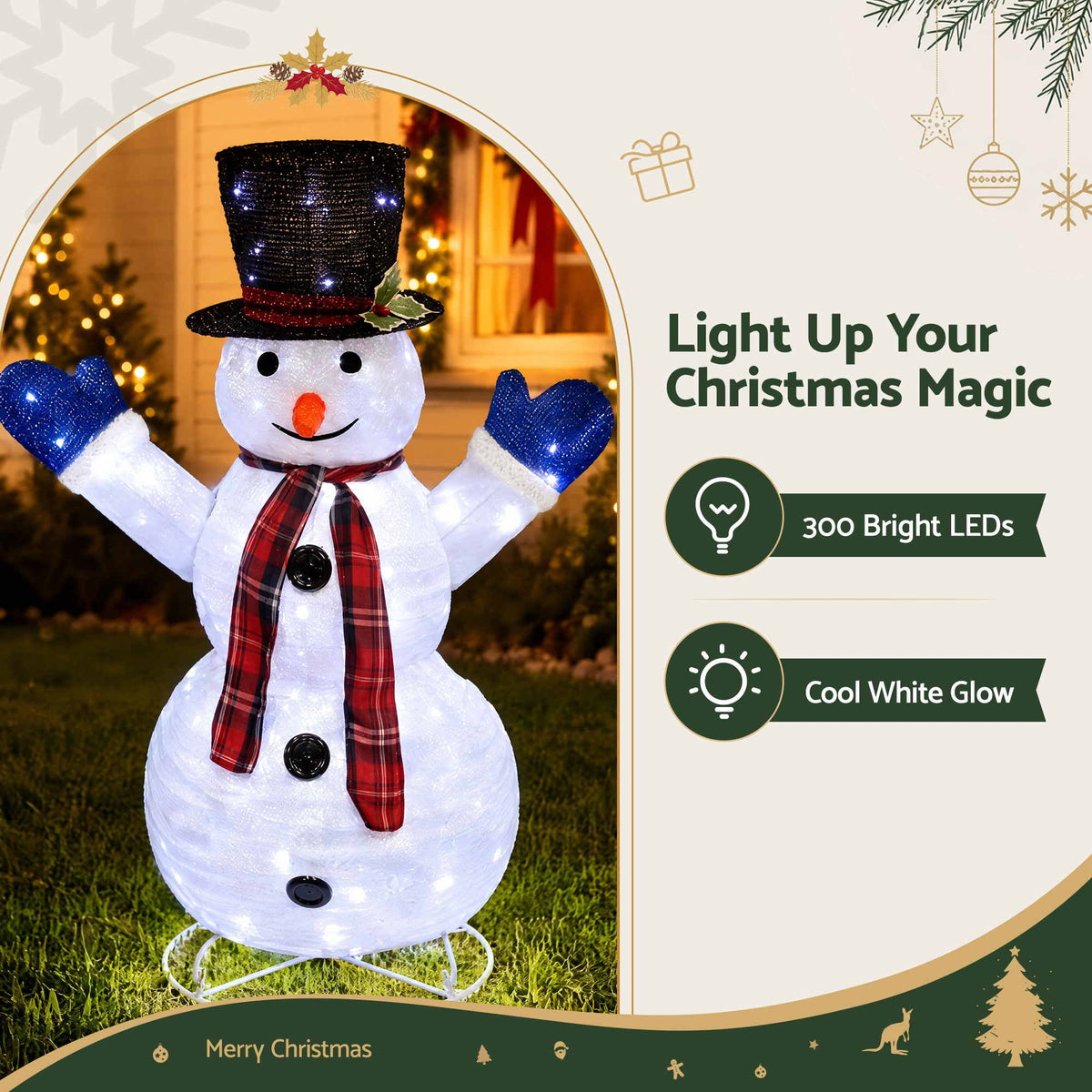 Jingle Jollys Snowman Christmas Decoration Set 3 Piece 330 LED