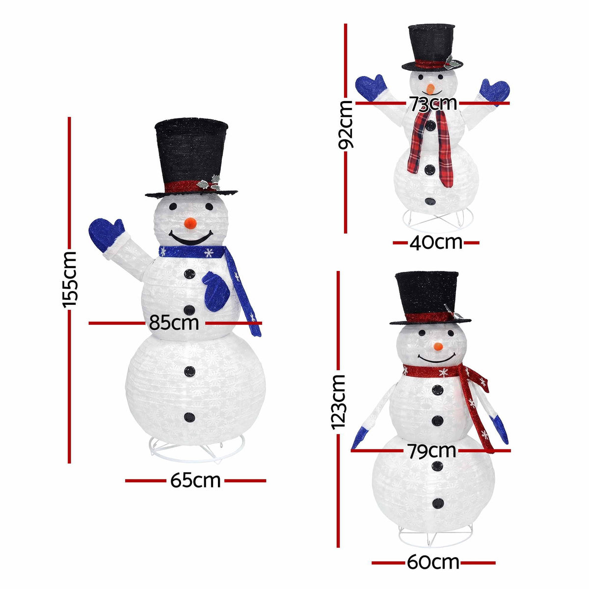 Jingle Jollys Snowman Christmas Decoration Set 3 Piece 330 LED