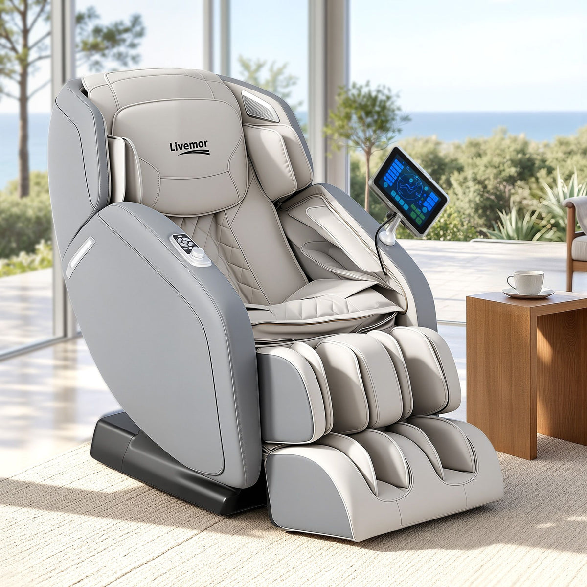 Livemor 4D Massage Chair Recliner with SL-Track, Grey