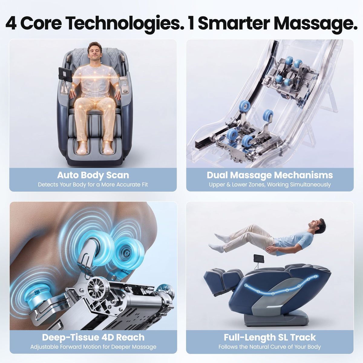 Melisa 4D Massage Chair Zero Gravity SL Track Recliner