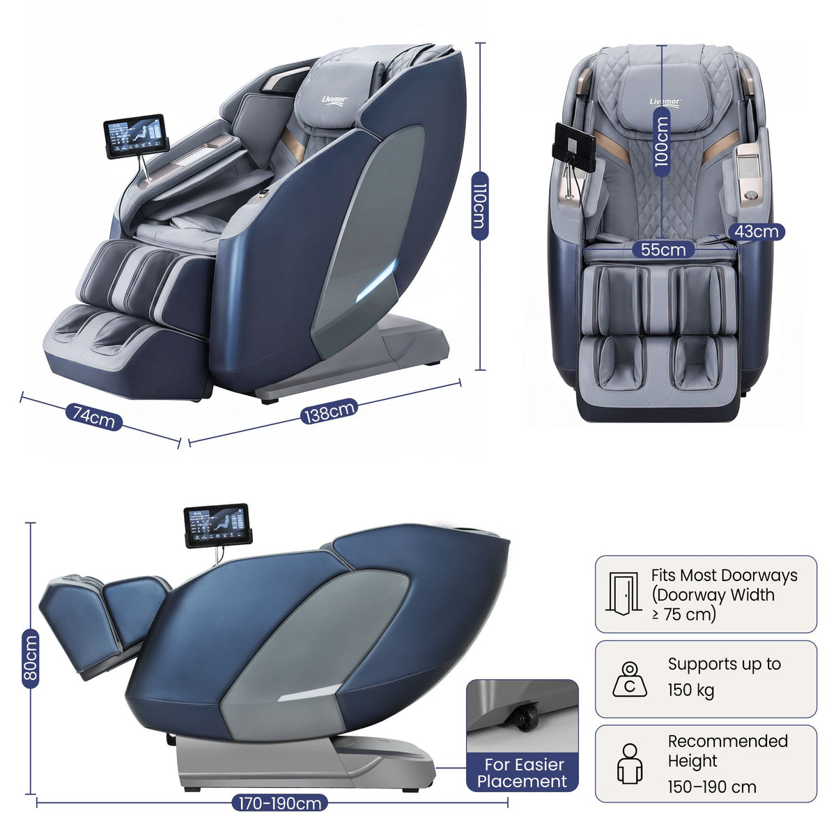 Melisa 4D Massage Chair Zero Gravity SL Track Recliner