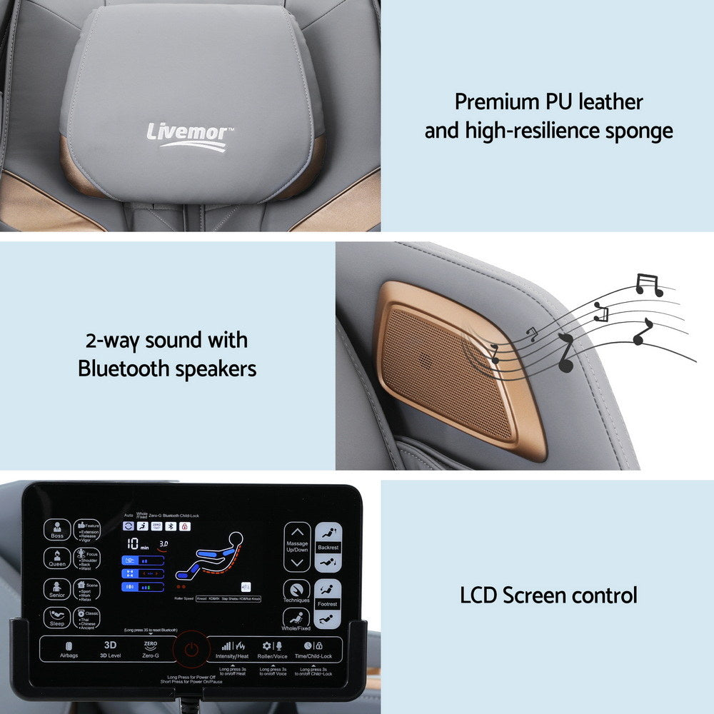 Rowa Electric Massage Chair Recliner with Heat and Bluetooth White