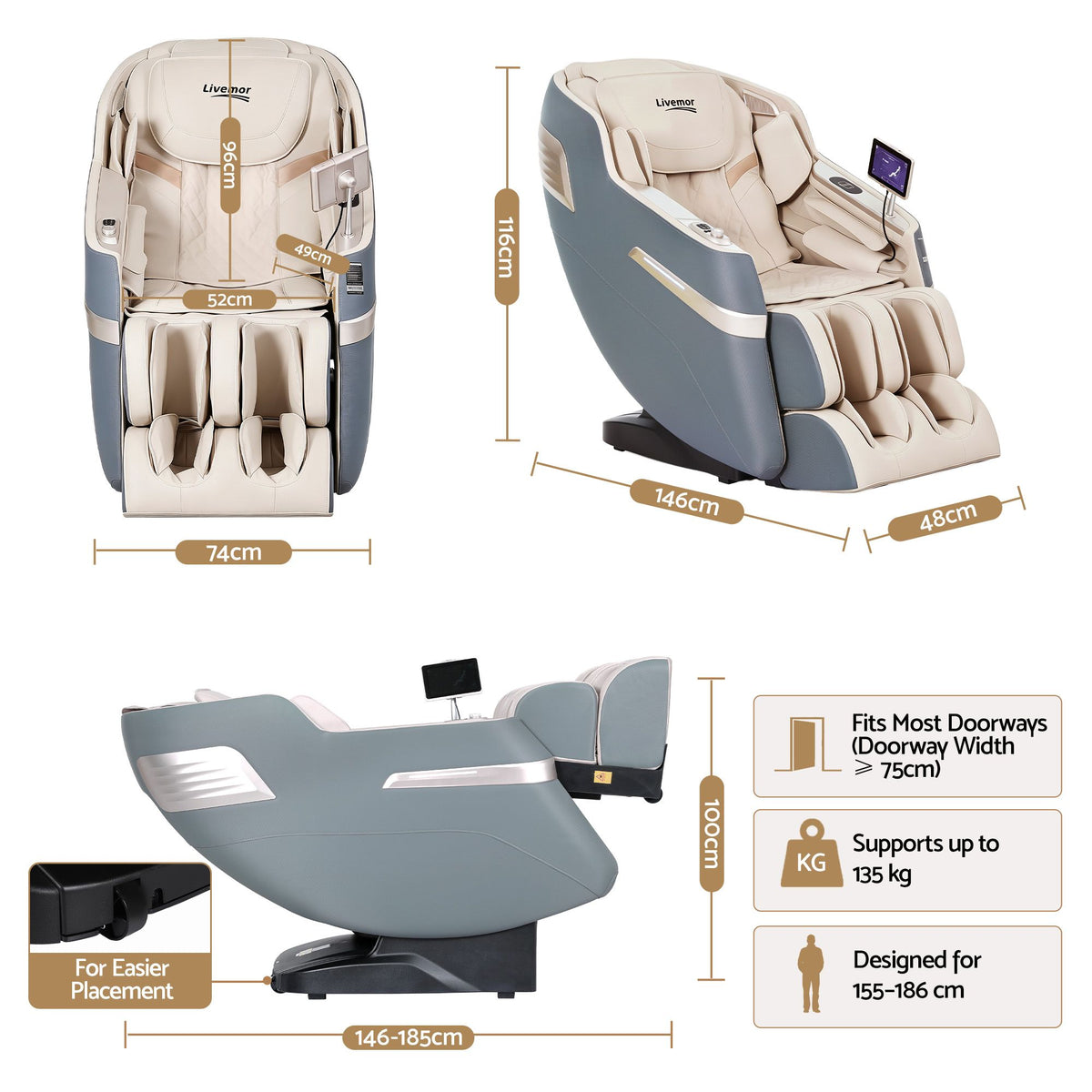 Livemor Elite E1 Massage Chair Full Body Zero Gravity Recliner