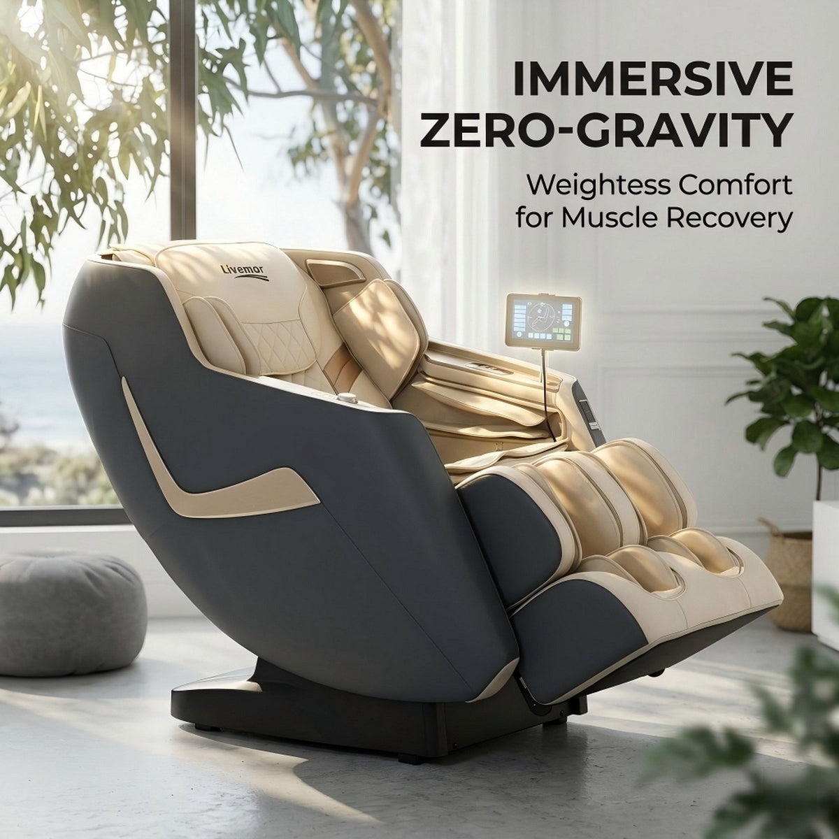 Livemor Electric Massage Chair Recliner 3D Zero Gravity Grey