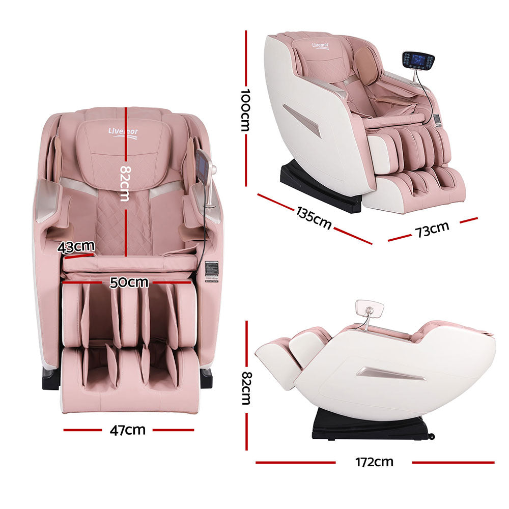 Amos Electric Massage Recliner Chair Pink Heated Therapy