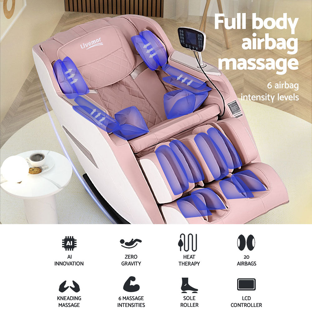 Amos Electric Massage Recliner Chair Pink Heated Therapy