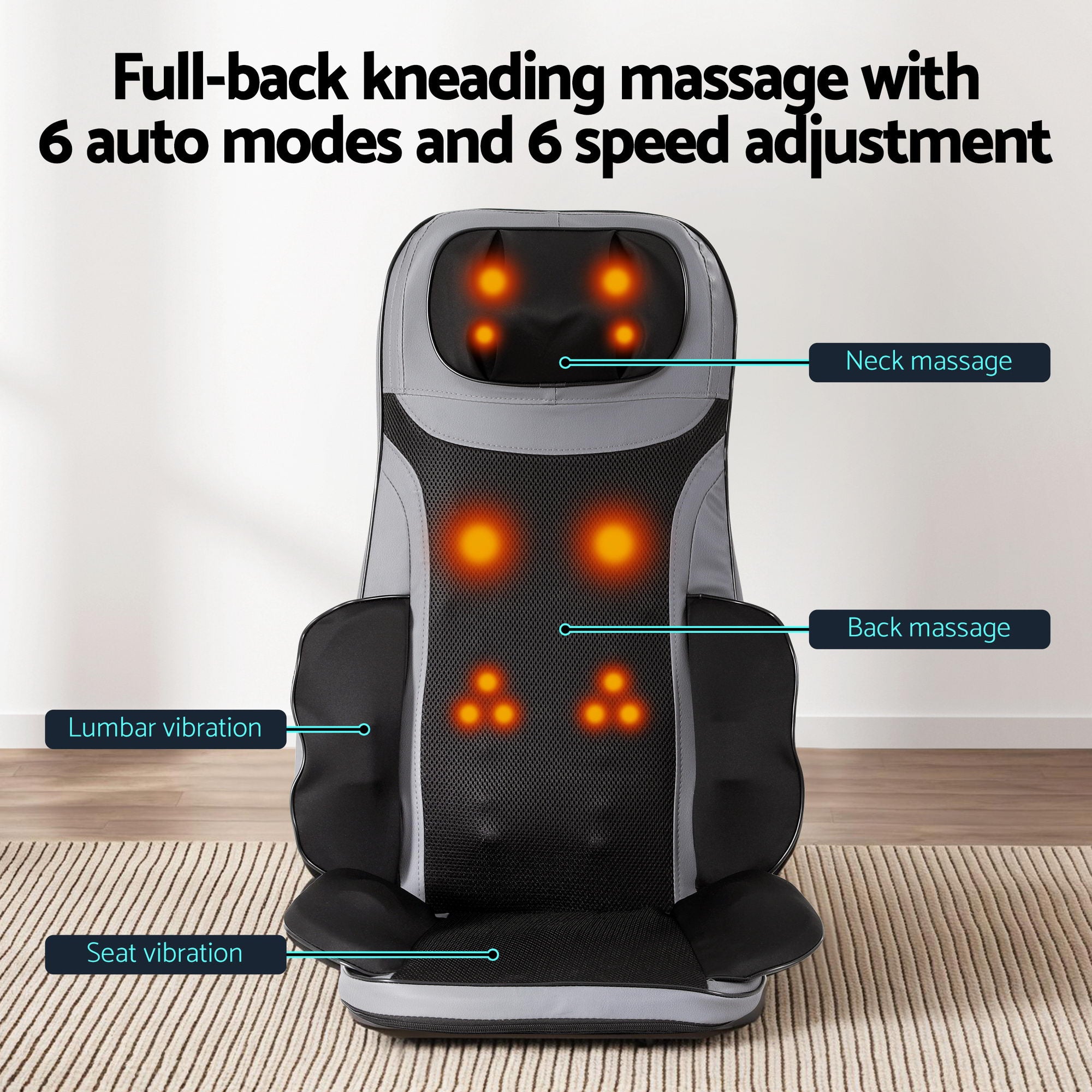 Livemor 8-nodes Full Back Massage Seat Cushion Heating With Foot Massagers