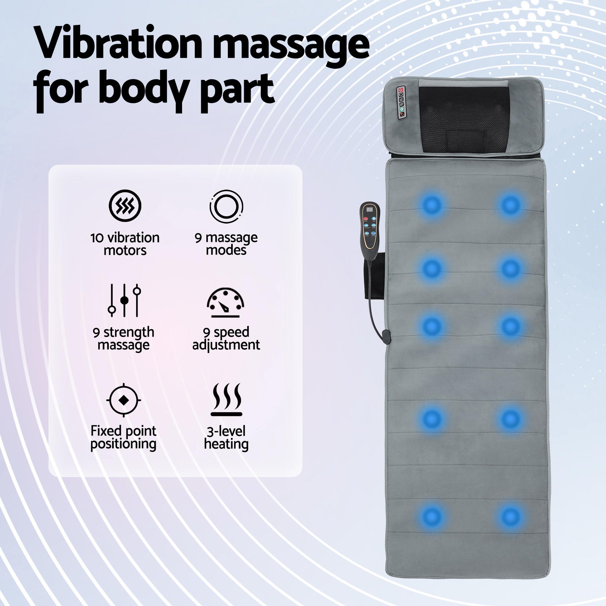 Livemor Massage Mat 10-nodes Vibration Heating Massage Cushion